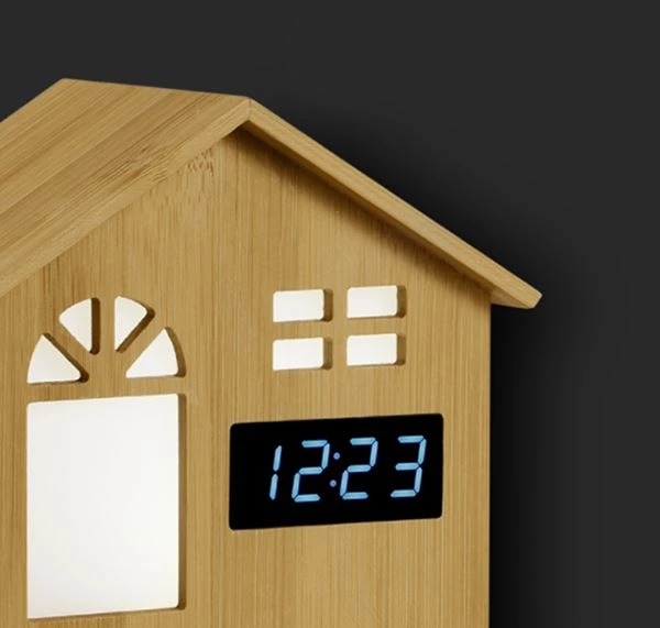 Bamboo Night Light With Clock