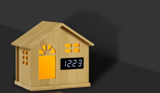 Bamboo Night Light With Clock